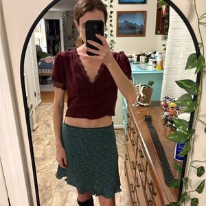 Forever 21 Burgundy Silky Top